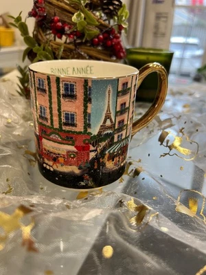 Новая керамическая кружка Anthropologie Holiday in the City ручная роспись 2025 новая в коробке - Изображение 1 из 4