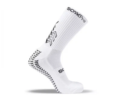 SOXPRO CLASSIC Grip Socks BIANCO Calze Antiscivolo Calcio Tennis Padel - 3 PAIA - Immagine 1 di 4