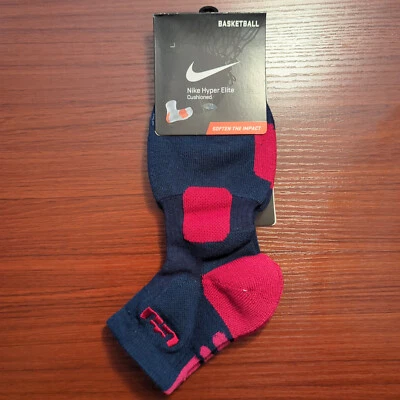 LeBron James Original Nike Elite Socks Quarter Cut Size Large Black/Red New - Image 1 of 4