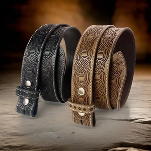 Cinturón Western de Cuero Genuino Grano Completo Hecho a Mano Para Hombre Resistente Sin Hebilla - Imagen 1 de 15