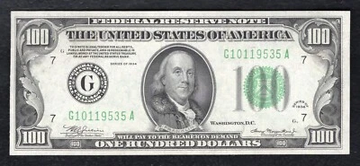 FR. 2152-G 1934 $100 FRN FEDERAL RESERVE NOTE CHICAGO, IL GEM UNCIRCULATED - Image 1 of 2