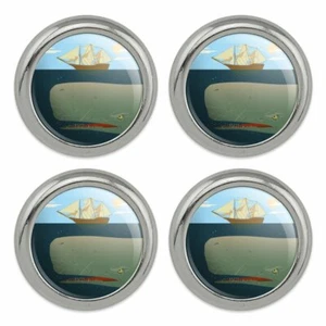 Sperm Whale Under Ship Metal Craft Sewing Novelty Buttons - Set of 4 - Picture 1 of 4