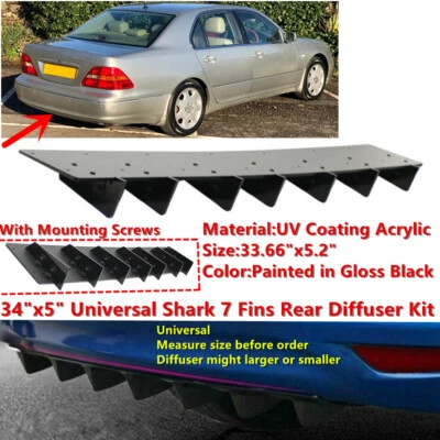 34x5" Universal Rear Diffuser Shark 7 Fin Kits Fit For 2001-2003 Lexus LS430 Foto 1 de 4