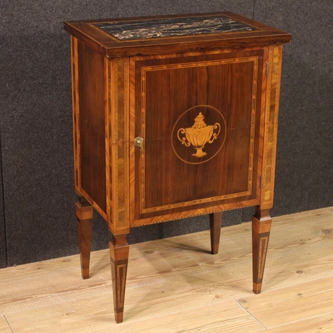 Sideboard Louis XVI antique style inlaid wood furniture 900 marble top table Cover