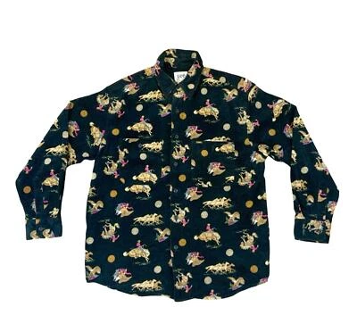VTG LEE WORK CLOTHING CORDUROY SHIRT COWBOYS HORSES COUNTRY WESTERN M 40” - Image 1 of 4