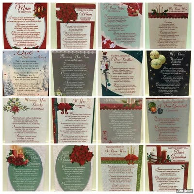 Christmas Graveside Memorial Remembrance Card Various Relations Weatherproof - Image 1 of 3
