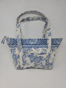 Vera Bradley Vintage Villager Quilted Blue & White Toile Floral Purse / Tote