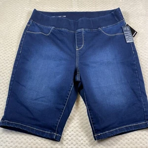 Avenue Denim Bermuda Shorts Butter 20 Women's Dark Wash Pull On NEW - Picture 1 of 4