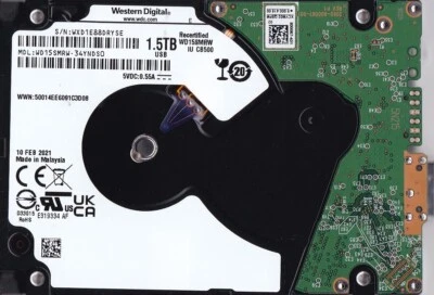 WD WD15SMRW-34YNDS0 sn: WXD1E8 FEB / 2021 Thailand 1.5TB USB 3.0 2.5" HDD B21-04 - Image 1 of 4