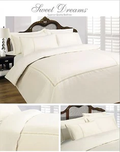 Egyptian Cotton Duvet Cover Vermont Luxury 200 Thread Count Lace Bedding - Picture 1 of 3