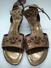 Anne Michelle Shoes Brown Embellished With Embroidery And Beading Size 8 S006
