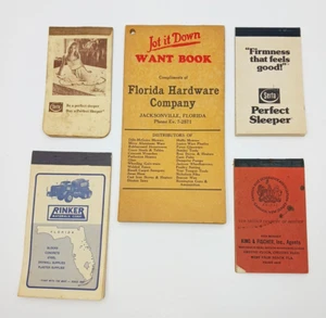 Lote de 5 blocs de notas vintage, 2 Serta Perfect Sleeper, Florida Hardware Co., Rinker - Imagen 1 de 16