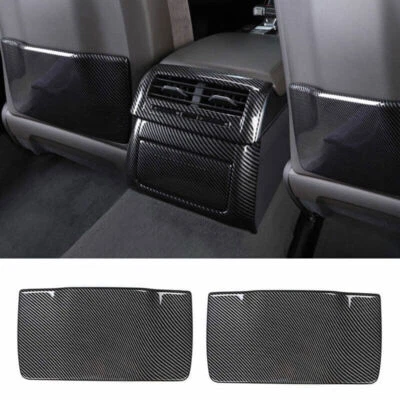 Para Audi A8-Quattro 2019-2023 Fibra de Carbono Asiento Trasero Red Bolsa Marco Cubierta Borde Foto 1 de 4