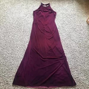Maxi Vestido De Colección Y2K Espalda Abierta Borgoña Terciopelo Cuentas Reggio Talla 14 Baile de graduación - Imagen 1 de 10