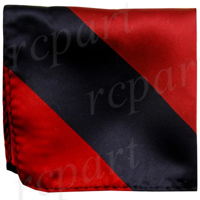 New men's polyester stripes pocket square hankie handkerchief black red formal - Image 1 of 2