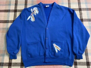 Vtg Native Jerzees Cardigan Sweatshirt Made in USA One Size!!! - Picture 1 of 11