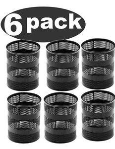 Ybm Home Round Desk Steel Mesh Pen Cup Black 3 in. x 3 in. x 5 in. H 6 Pack - Picture 1 of 1