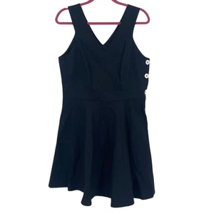 Cop Copine Damen (EU) 42 XL schwarz seitlich geknöpft V-Ausschnitt Morgenmantel köstlich Kleid Neu mit Etikett - Bild 1 von 14