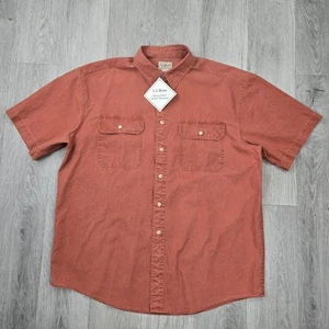 Camisa LL Bean Vintage Grande Manga Corta Abotonada Bush Campamento Safari Stock Muerto - Imagen 1 de 5