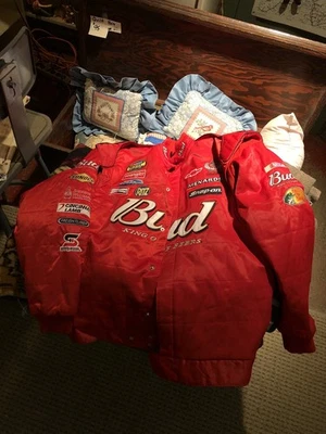 Chaqueta de carreras NASCAR Chase Dale Earnhardt Jr Bud King of Beers Bass Pro ROJA XL! Foto 1 de 4