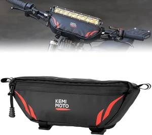 Bolsa Manillar Moto, Bolsa de Almacenamiento Frontal Universal Impermeable con Decoración Roja - Imagen 1 de 12