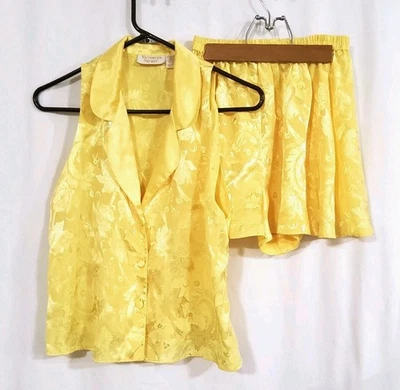 Conjunto de pijama corto vintage Victoria's Secret etiqueta dorada amarillo ropa de dormir - talla S Foto 1 de 4