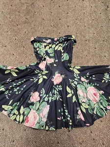 Karen Alexander Foxy Lady Vintage schwarz Blumen 80er Fit & Flare Kleid Gr. 8 - Bild 1 von 6