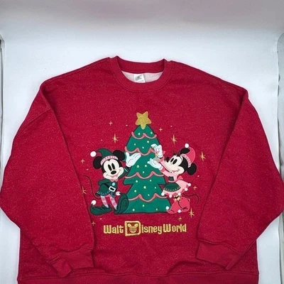 Disney World Navidad Mickey y Minnie Cuello Redondo Brillo Foto 1 de 4