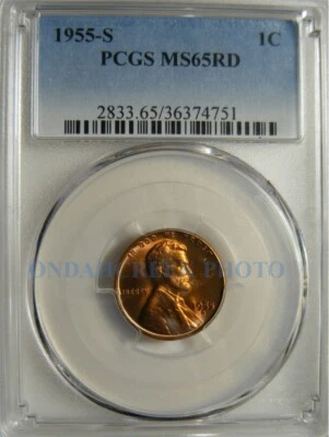 1955-S Lincoln Cent Retained Cud Error RCD-13R PCGS MS65RD plus BIE Obverse - Image 1 of 4