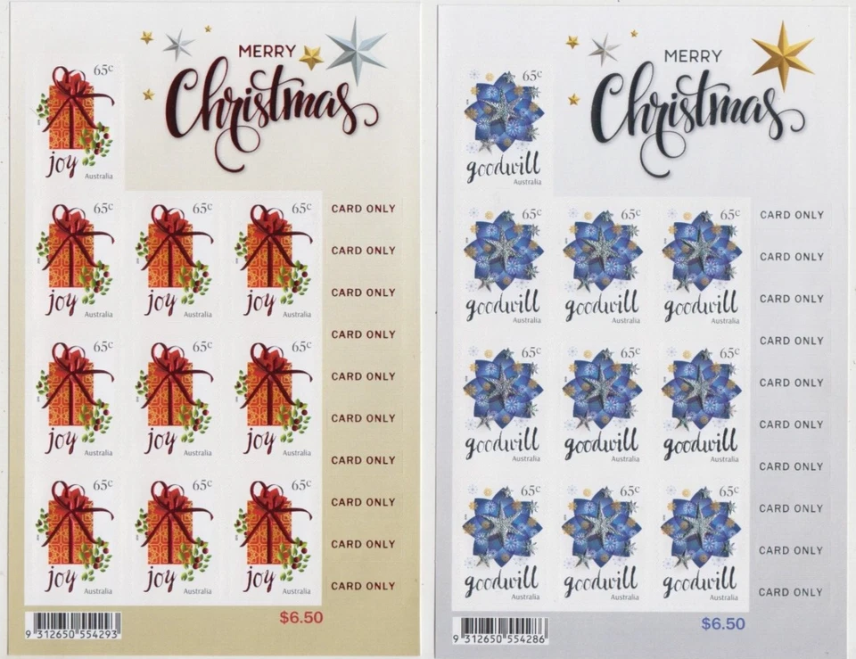 Stamps 2016 Australia Christmas pair of self adhesive sheetlets, lovely MUH - Image 1 of 1