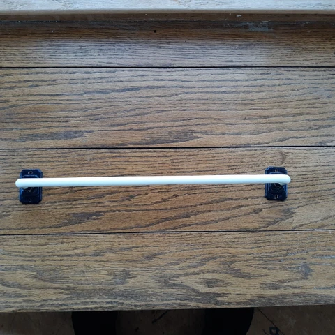 Vintage Bath Kitchen Antique Towel Bar White Milkglass 15" Rod Metal Brackets Cover