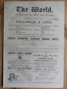 1876 THE WORLD - A Journal for Men & Women NEWSPAPER 4th Oct Social & Political - Picture 1 of 12