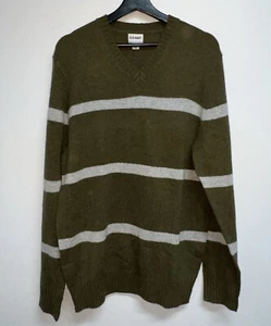 Suéter Old Navy Para Hombres Mezcla de Lana a Rayas Talla L Verde Gris Cuello en V Manga Larga - Imagen 1 de 6