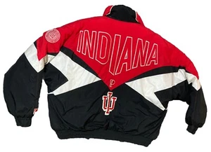 90s Indiana Hoosiers Pro Player Spellout Puffer Vintage Jacket Men’s XL - Picture 1 of 12