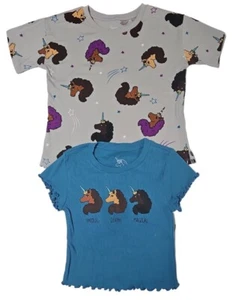Afro Unicorn 2pk Girls Size Small 6 -6X T-Shirts New W/Tags - Picture 1 of 7