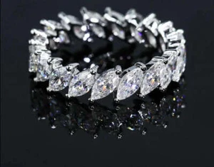 7CT Marquise Cut Moissanite Engagement Ring 18K Gold Finish GRA Certificate - Picture 1 of 10