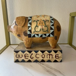 SEYMOUR MANN RESIN WELCOME PIG STATUE FIGURE COLORFUL EXCELLENT CONDITION - Picture 1 of 6