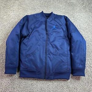 Nike Air Jordan Jacket Boys Large Blue White Jumpman Full Zip Bomber Coat - Picture 1 of 15