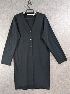 Josephine Chaus Cardigan Women Large Black Liquid Knit Button-Up Long Timeless - Picture 1 of 12