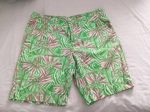 LILLY PULITZER Womens Sz 10 Resort Fit 100% Cotton Pink/Green Casual Shorts - Picture 1 of 12