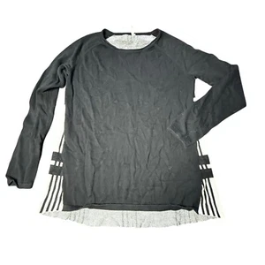Pullover Strick Oberteil Langarm schwarz weiß gestreift Freizeit M - Bild 1 von 5
