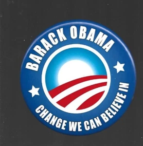 Pinback 3" Barack Obama Change On Croie En Pinback - Photo 1 sur 1