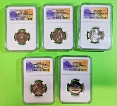 2010 D America The Beautiful Quarters(ATB) 5 Coin Set NGC 65 Release Ceremony - Image 1 of 4