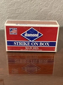 1 Vintage Box Diamond Strike On Box Large Kitchen Matches USA 250 NIP Case Fresh - Picture 1 of 5