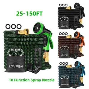 10 Function Spray 3X Expandable Flexible Garden Water Hose 25/50/75/100/150ft - Picture 1 of 22