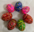 Wooden Easter eggs. Wooden painted Ukrainian pysanky Easter eggs .  pieces 6.