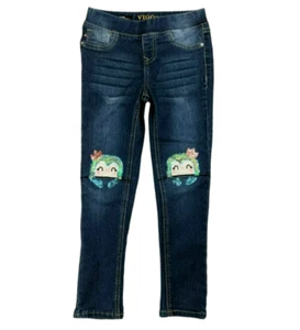 Vigoss Jeans Girls Size 6 Pull-on Jagger Skinny Jegging Sequin Owl Knees BTS - Picture 1 of 8