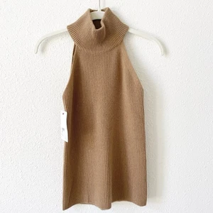 LISA YANG Freya Ribbed Knit Cashmere Turtleneck Top Toffee Sz 1 / Small Neutral - Picture 1 of 8