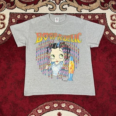 Vintage 90s-Y2K Betty Boop Hippie Boop-A-Delic Lava Lamp Grey T Shirt Size L - Image 1 of 4