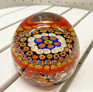 Paperweight Multi Color Design Complex Floral Small Art Glass Style Vintage - Picture 1 of 9